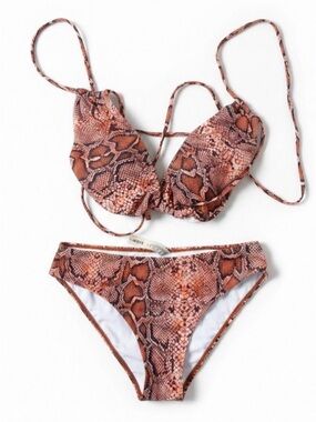 SHEIN Orange Snake Print Bikini Set‎